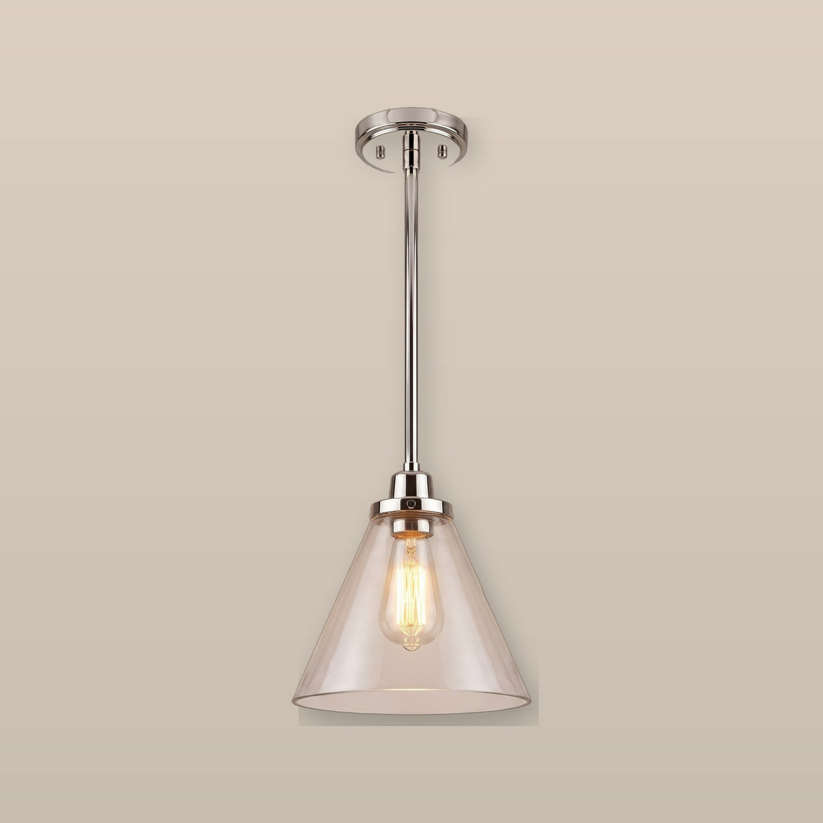 Conia cone pendant light - Clear Glass / Polished Nickel