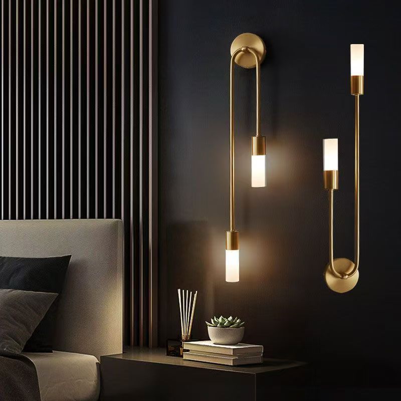Close-up of antique bronze Acrylic Shade Iron Surface Mount 3W Warm LED Wall Sconce lit showing acrylic shade and iron body, position ten