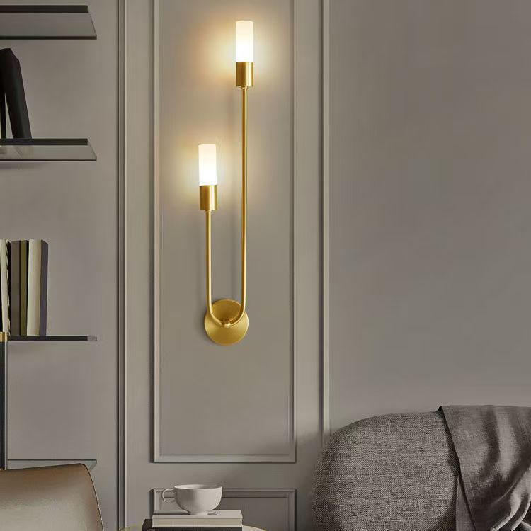 Antique bronze Acrylic Shade Iron Surface Mount 3W Warm LED Wall Sconce side profile lit showing acrylic shade and iron body, position seven