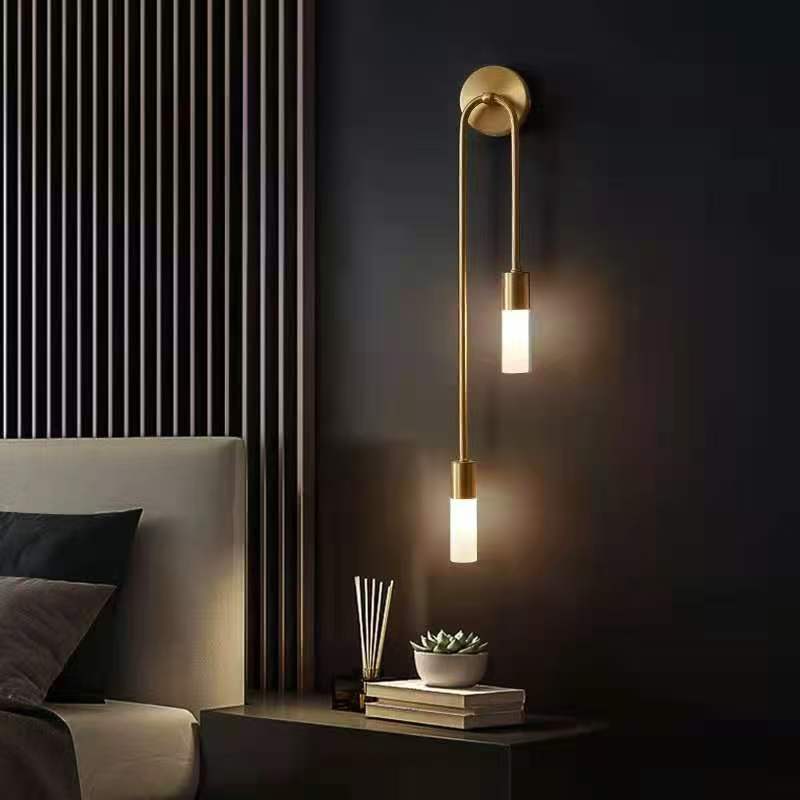 Antique bronze Acrylic Shade Iron Surface Mount 3W Warm LED Wall Sconce three-quarter angle lit with acrylic shade and iron body, position eight