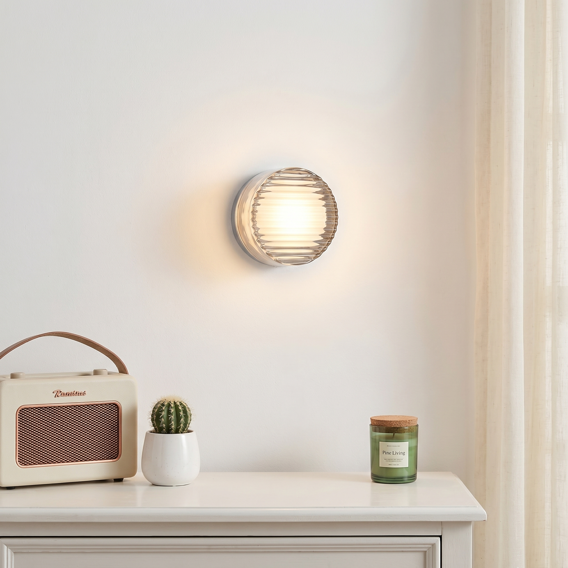 Acrylic Smoke Gray Concave three-color dimming 1-light wall sconce mounted on bedroom wall with warm light and smoke gray acrylic shade