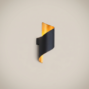 Aluminum alloy black gold 2-bead IP65 waterproof outdoor wall sconce shown front view with matte black and gold finish