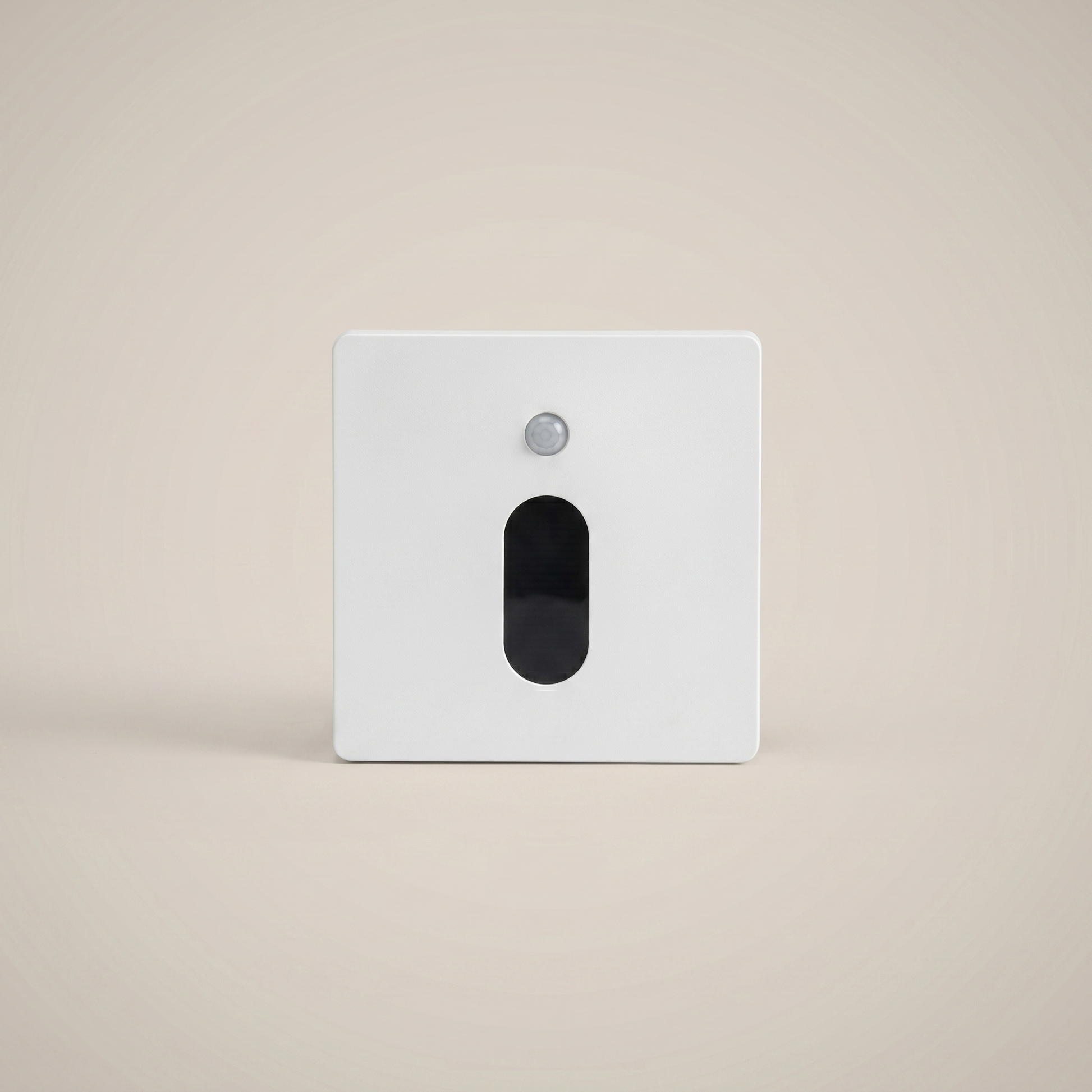 Aluminum Black 86-Type motion sensor stair light mounted on hallway wall in outdoor setting with warm light glowing