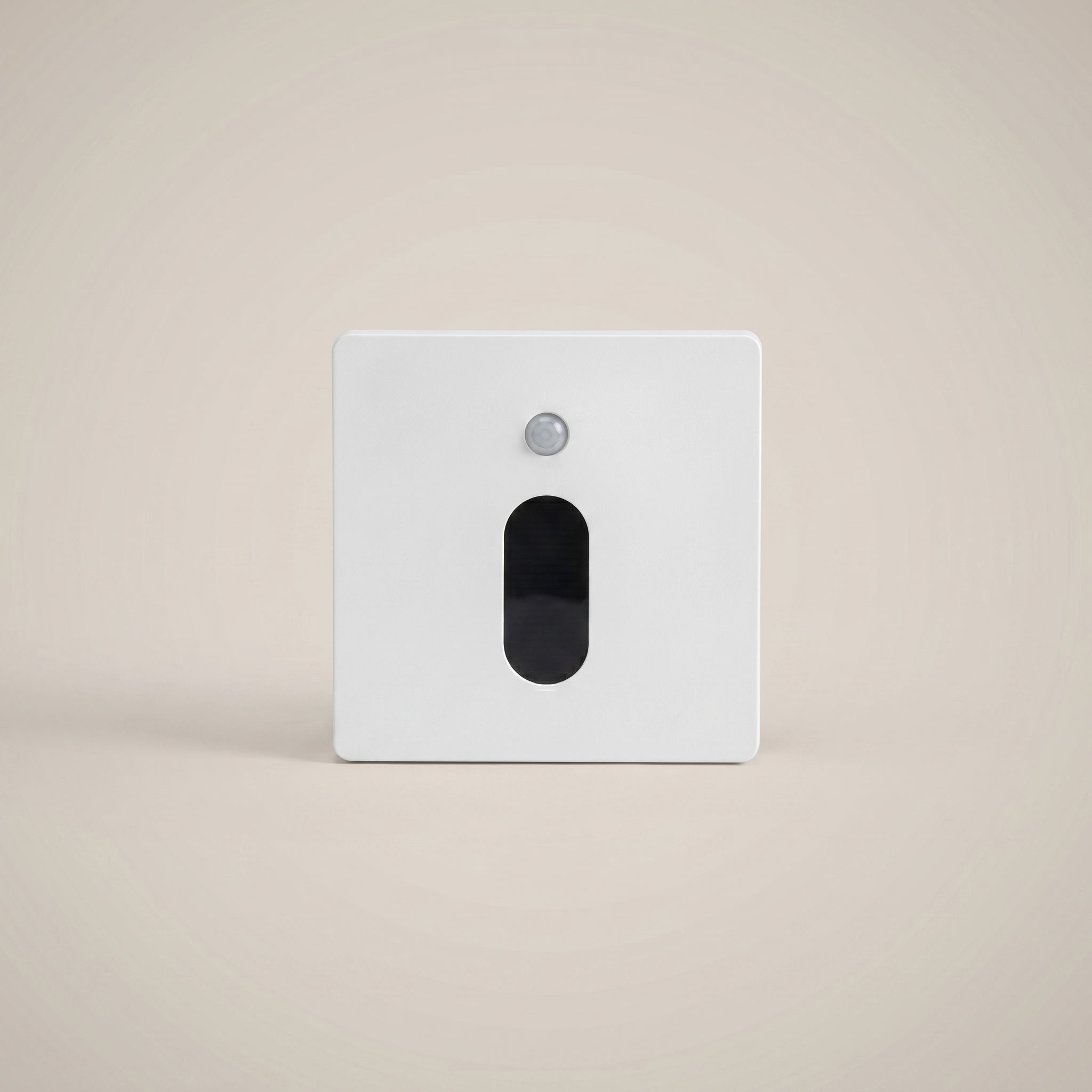 Aluminum Black 86-Type motion sensor stair light mounted on hallway wall in outdoor setting with warm light glowing