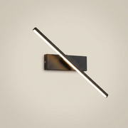 Aluminum black bar adjustable LED wall sconce shown front view in 30cm length with LED light lit