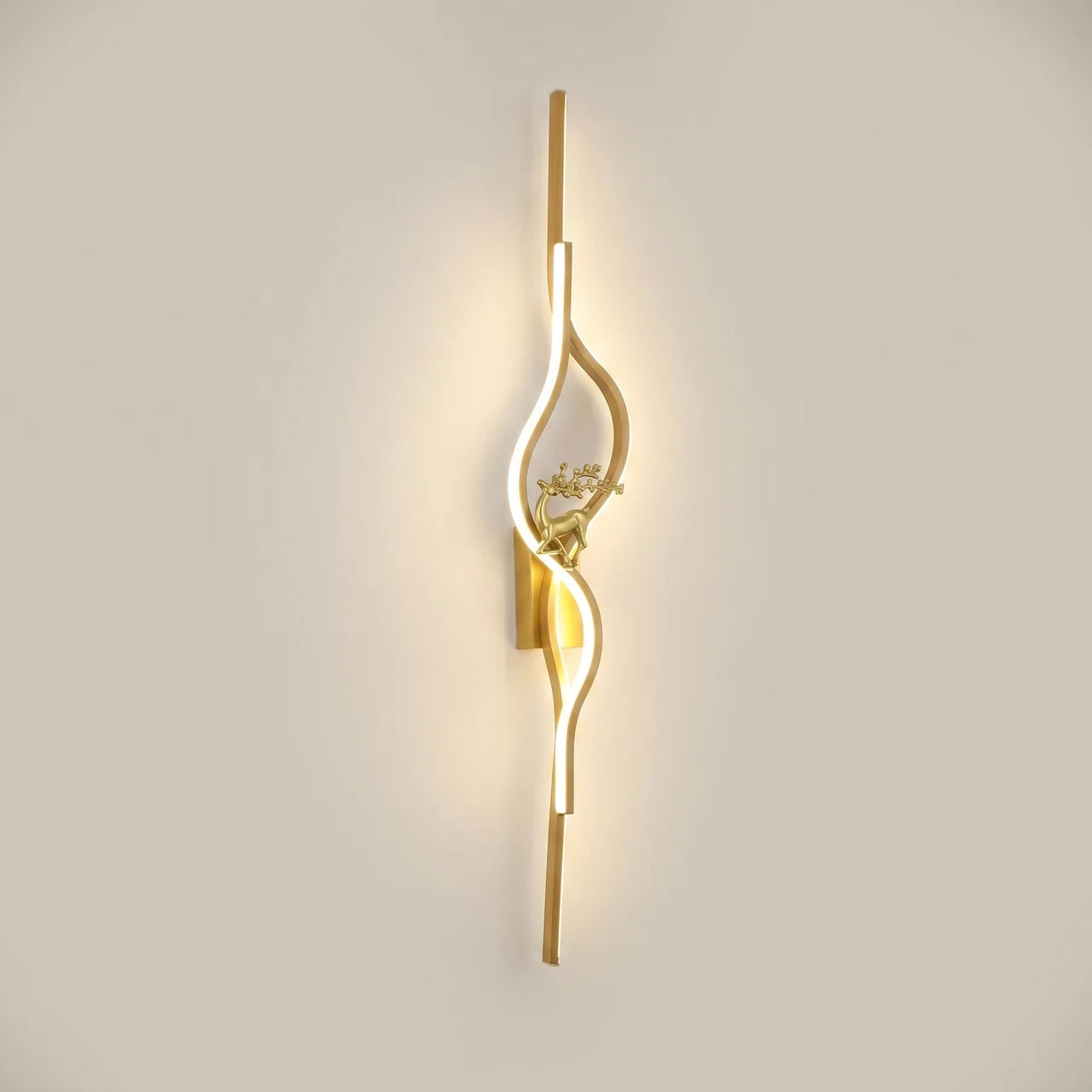 Black 100cm Aluminum Linear Warm Light Smart LED Wall Sconce front view lit with translucent acrylic shade
