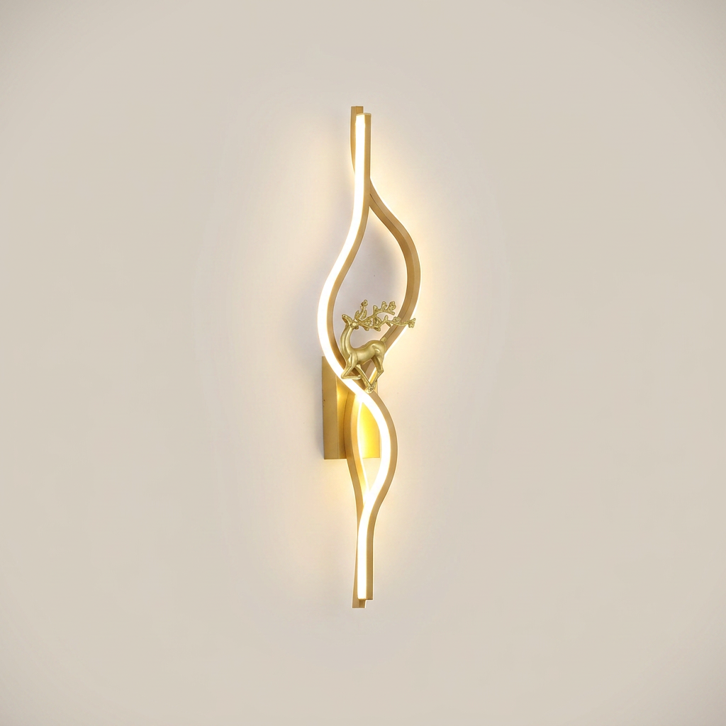 Black 80cm Aluminum Linear Warm Light Smart LED Wall Sconce eye-level view lit on bedroom wall