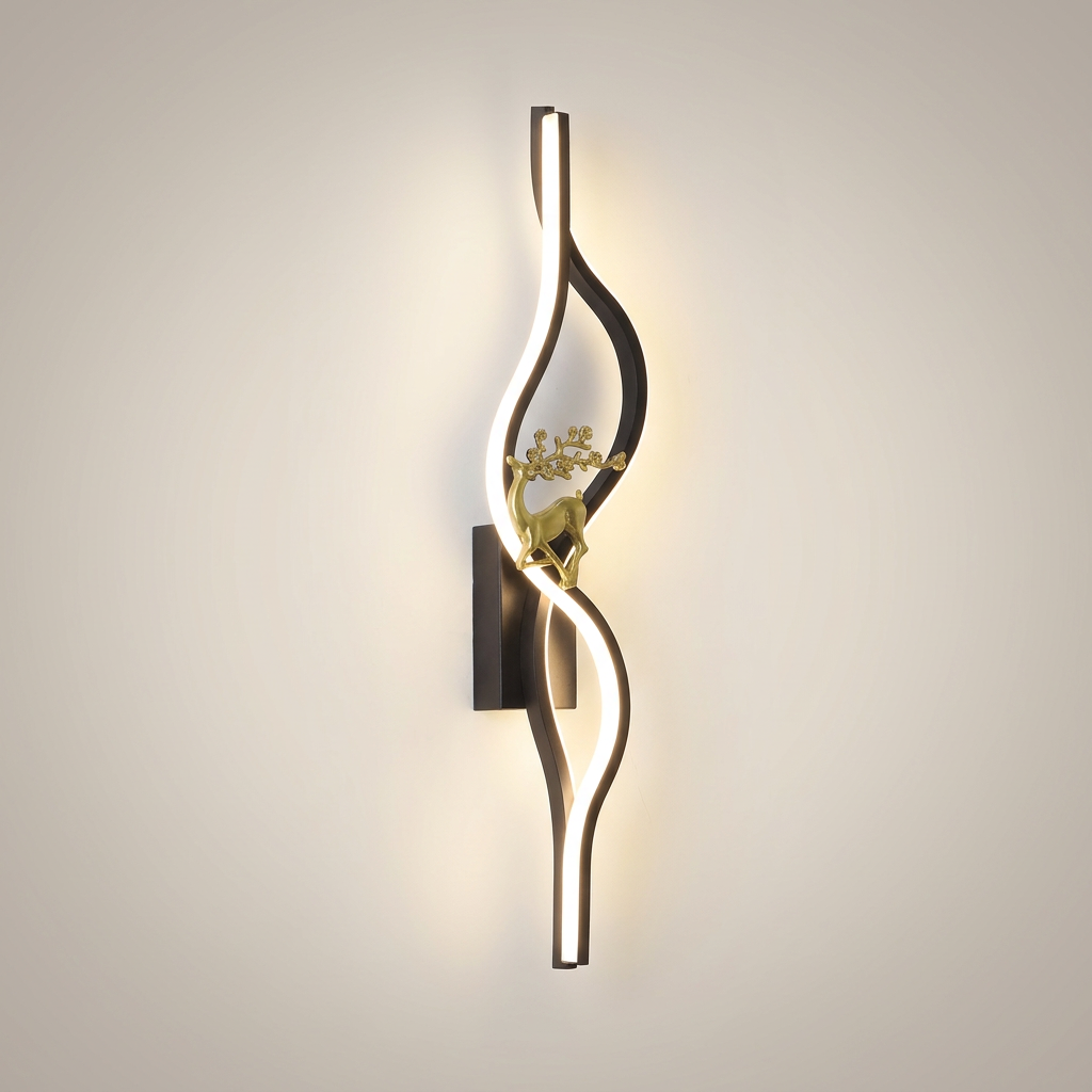 Gold 80cm Aluminum Linear Warm Light Smart LED Wall Sconce shown front view lit with translucent acrylic shade