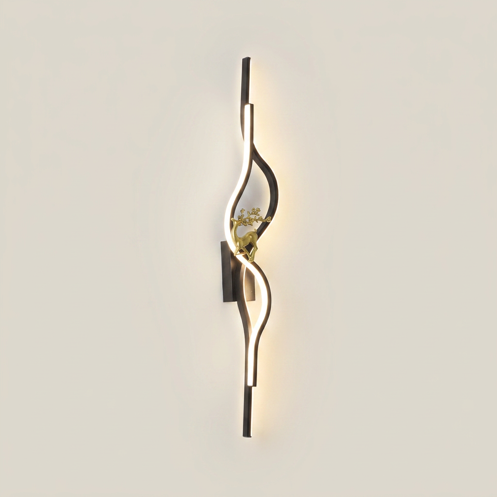 Gold 80cm Aluminum Linear Warm Light Smart LED Wall Sconce three-quarter angle lit showing acrylic shade