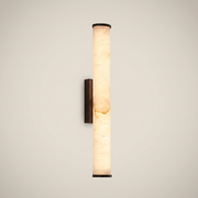 Cloud Stone Resin Cylindrical Matte Black 14W LED wall sconce shown front view close-up highlighting natural cloud stone texture