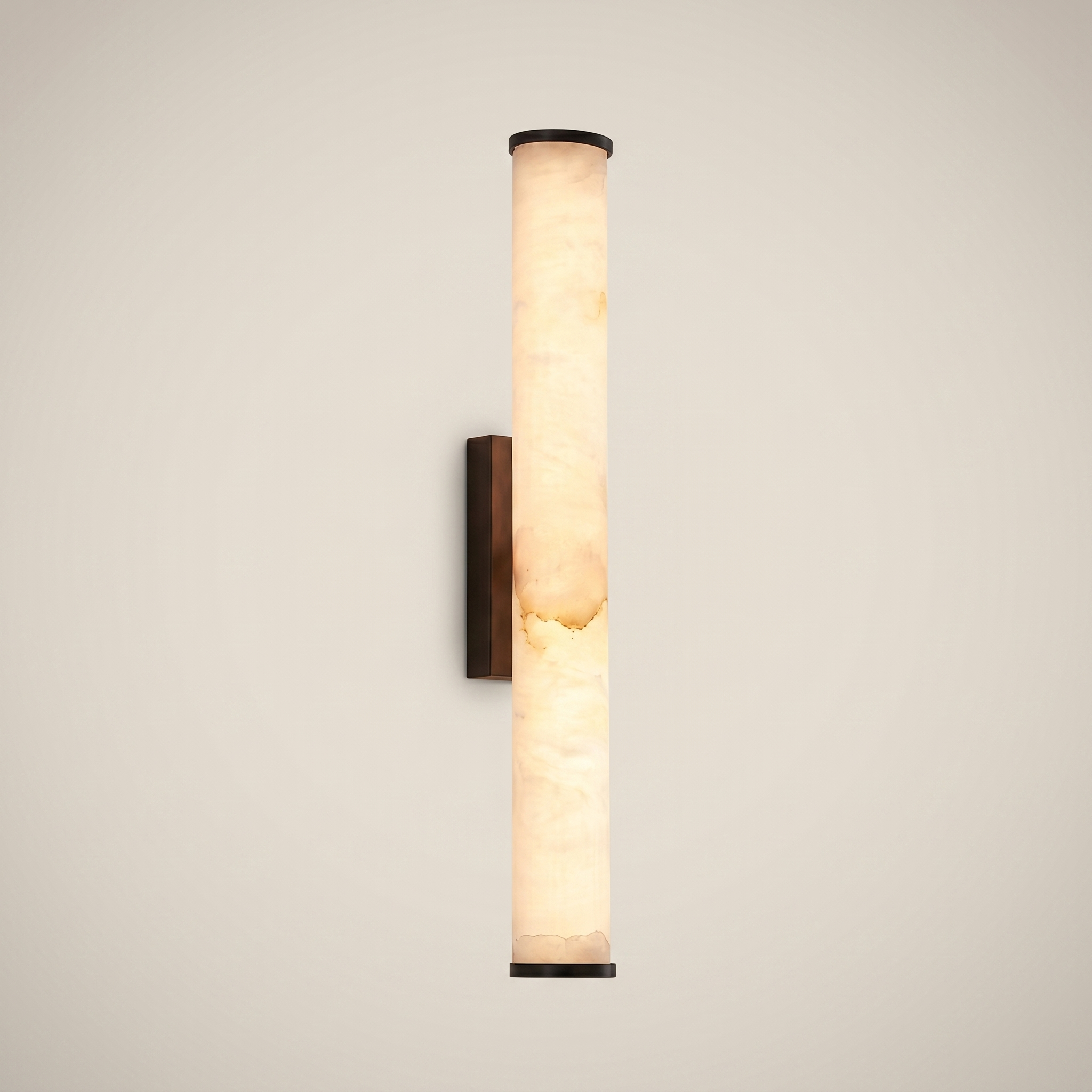 Cloud Stone Resin Cylindrical Matte Black 14W LED wall sconce shown front view close-up highlighting natural cloud stone texture