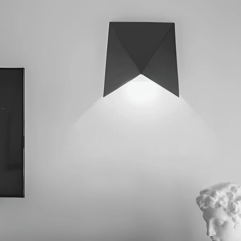 Creative Geometric LED Wall Sconce on a gray wall.