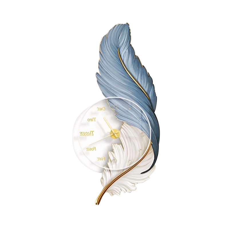 Feather Acrylic Round Wall Clock with LED Lamp on a white background.
