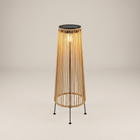 Handwoven Rattan Geometric Solar LED Tripod Outdoor Lantern
