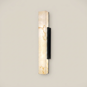 Imitation cloud stone rectangular waterproof LED outdoor wall sconce shown front view with black metal bracket and stone texture finish
