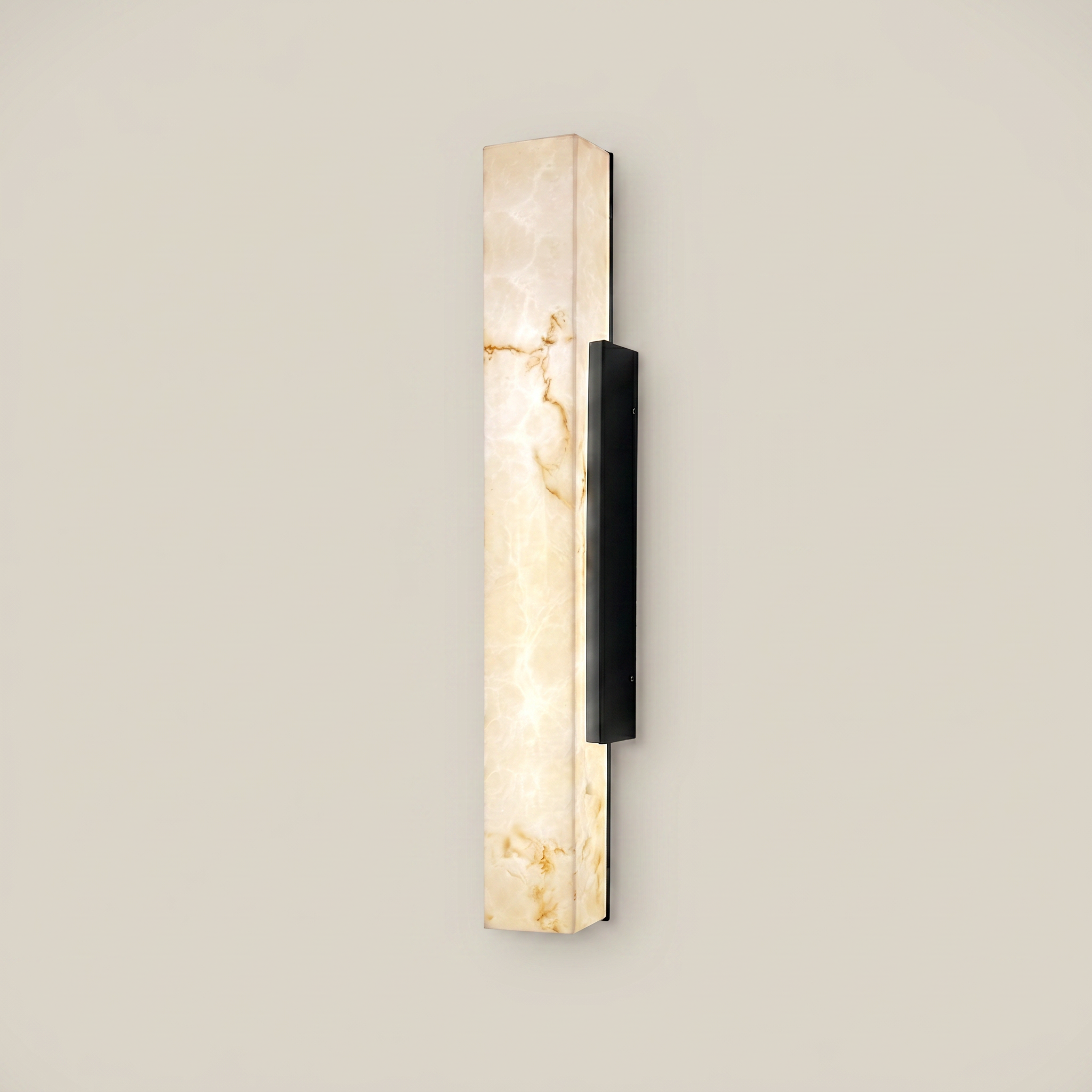 Imitation cloud stone rectangular waterproof LED outdoor wall sconce shown front view with black metal bracket and stone texture finish