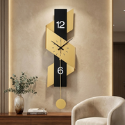 Large Metal Wall Clock With Noiseless Modern Pendulum on a cream wall.
