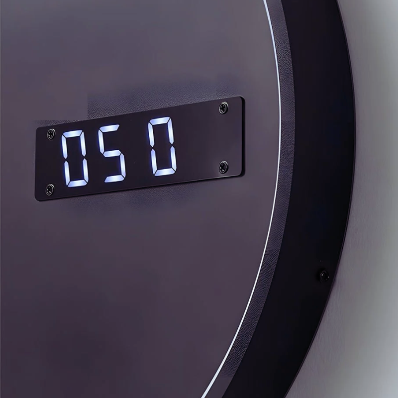Moon LED Wall Light with Digital Wall Clock back view with numbers '050'.
