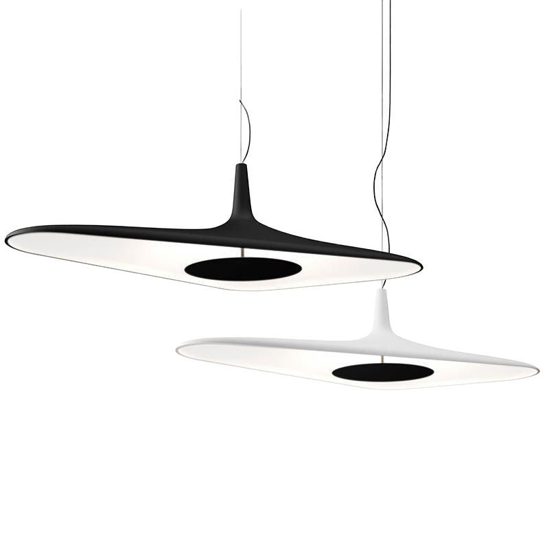 Nordic Art Pendant Light in black top-down close-up showing resin glass shade and tri-color LED feature
