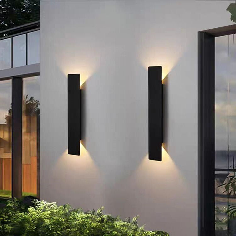 Aluminum Black Linear 2-Light LED Outdoor Waterproof Wall Sconce