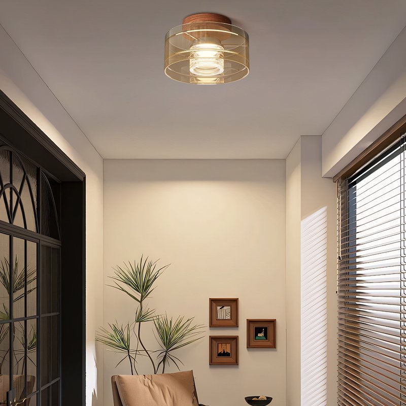 Modern Italian nickel aluminum LED ceiling light with nickel base three-quarter angle dimmed cool white light visible