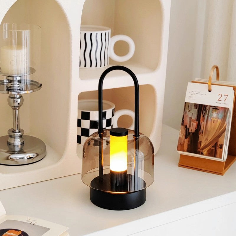 Metal Arched Touch-Control Three-Color Dimmable Portable Table Lamp