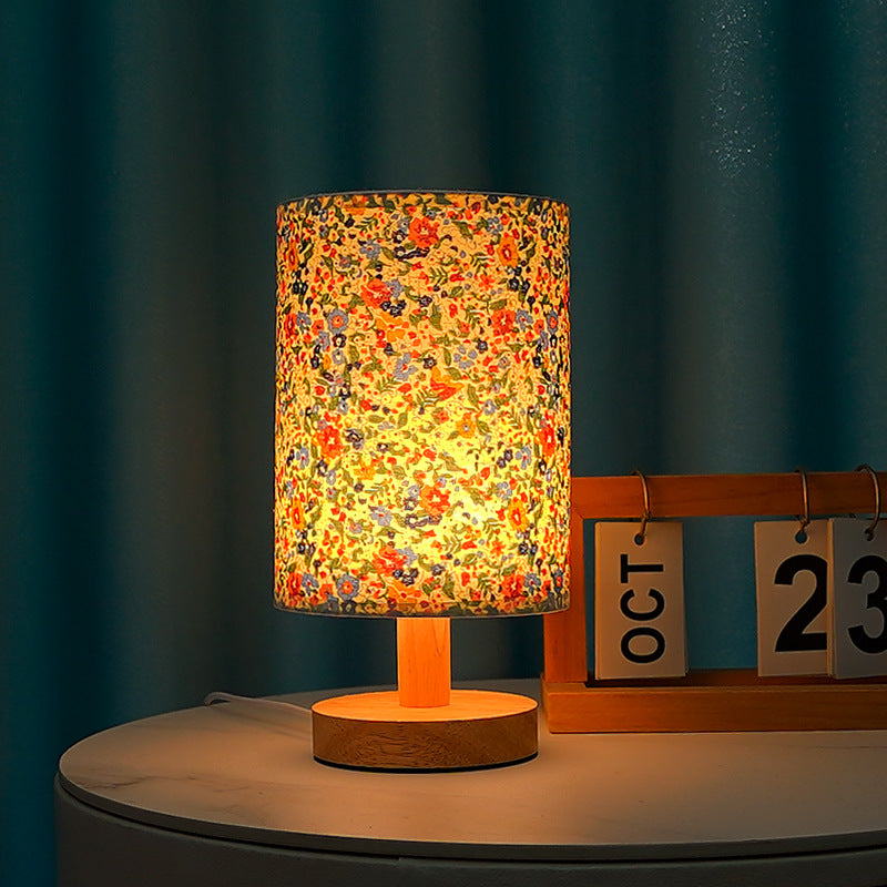 Solid Bamboo Wood Linen Fabric USB Rechargeable Adjustable LED Table Lamp