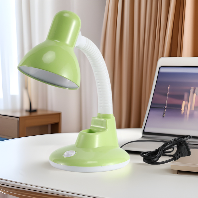 Plastic Adjustable Tri-Color Temperature E27 Plug-In Desk Lamp