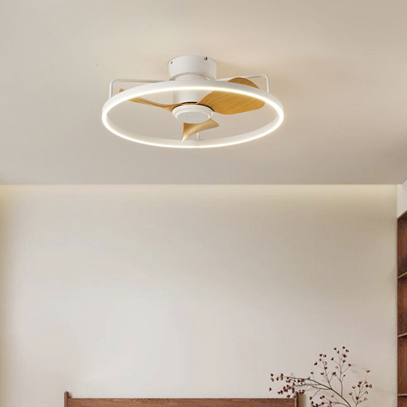 Iron Walnut Flush Mount Silent Motor LED Ceiling Light Fan