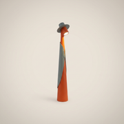 Orange Plastic Tall Rechargeable LED Ambient Portable Table Lamp shown front view lit with slim profile