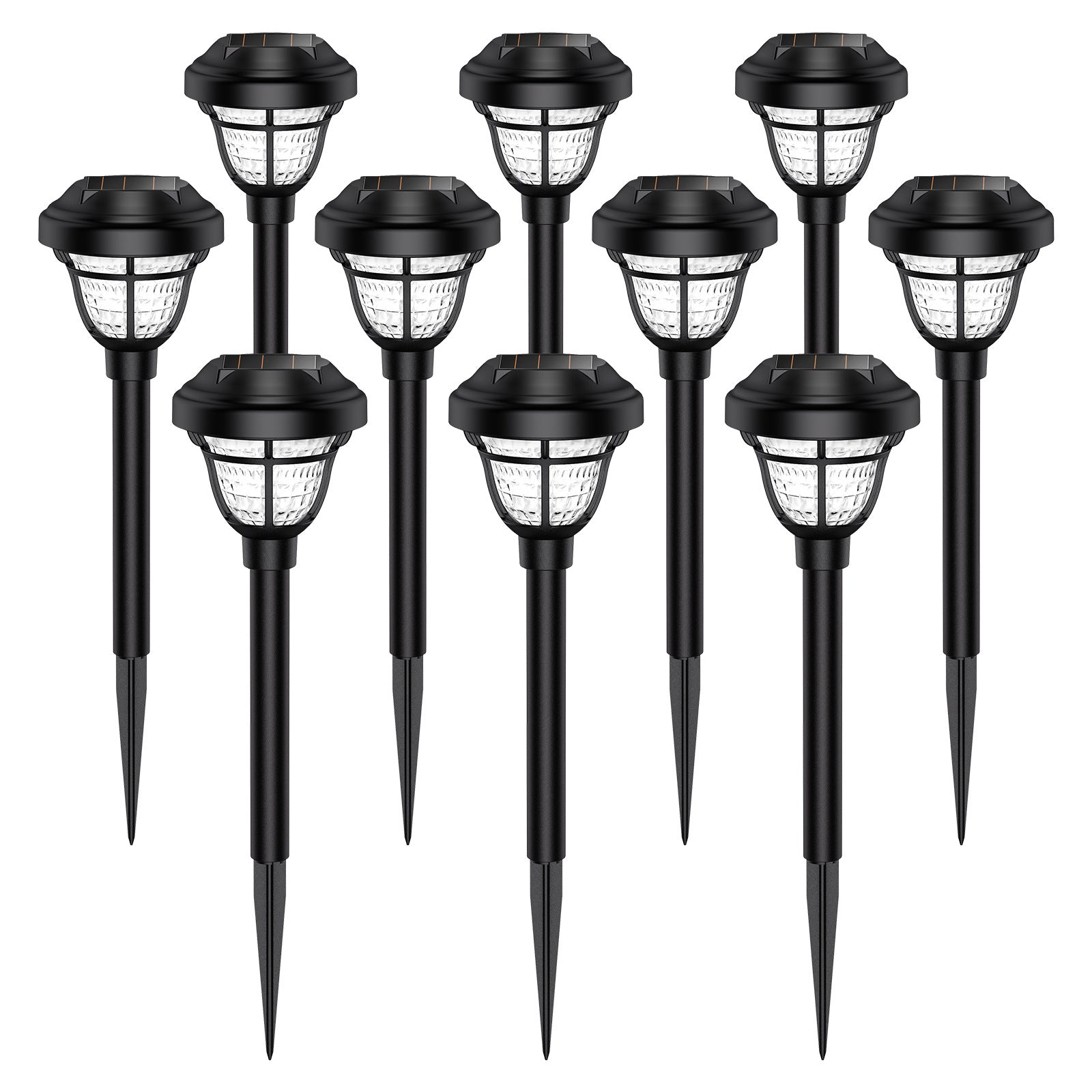 Front view of unlit PP Round Solar Light Sensor showing geometric abstract art design and nickel-metal hydride battery housing