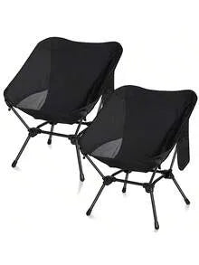 Two black Skyline Retreat ultralight camping chairs with mesh backs displayed on a clean white background, showcasing the 2-pack variant.