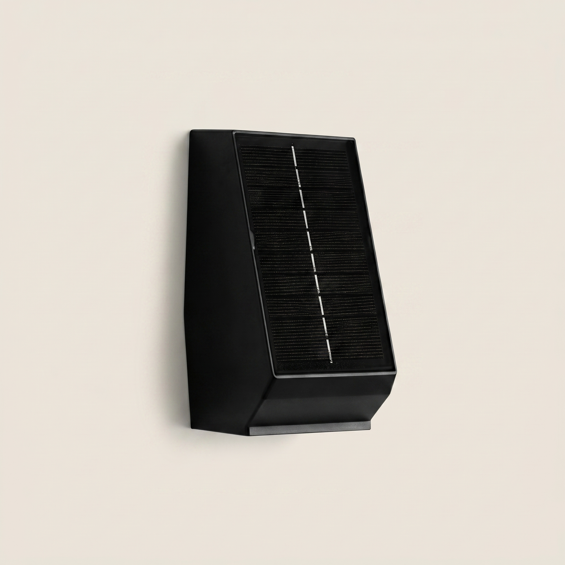 Stainless steel and aluminum 2-head solar motion sensor outdoor wall sconce shown front view with IP55 waterproof housing