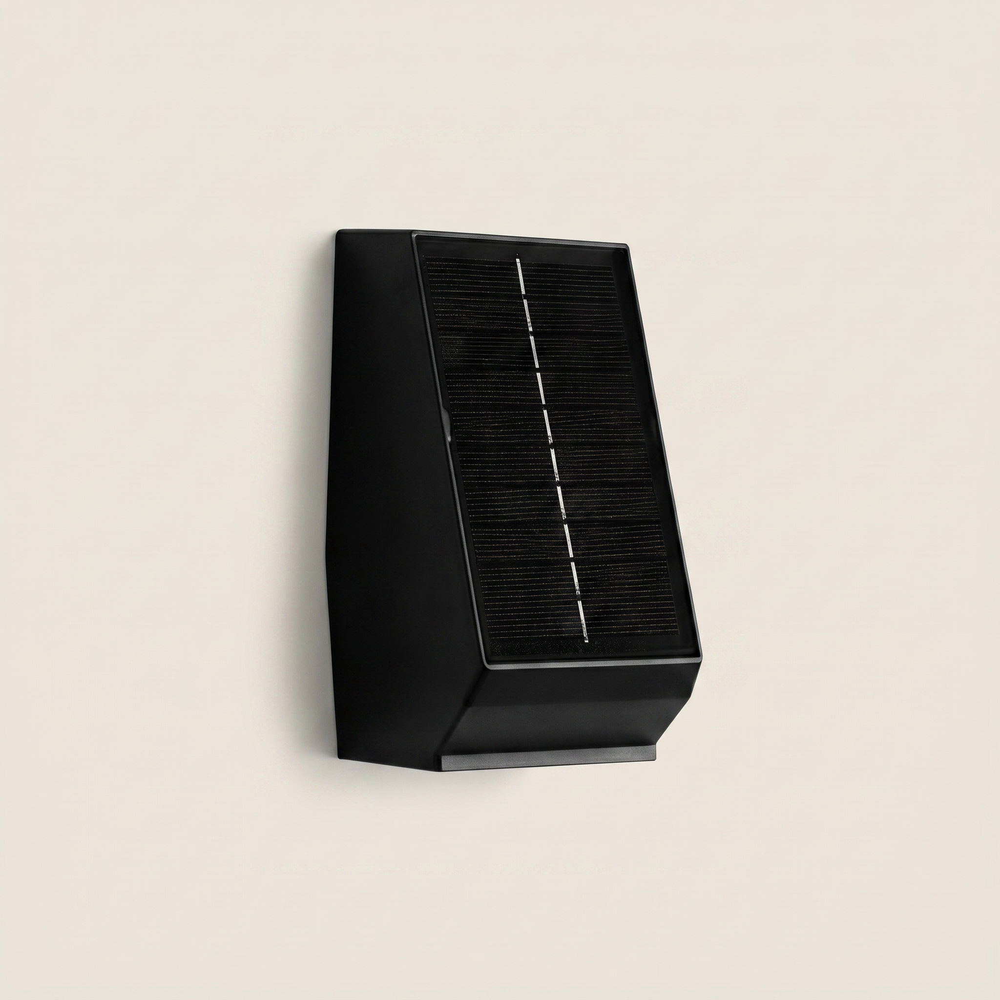 Stainless steel and aluminum 2-head solar motion sensor outdoor wall sconce shown front view with IP55 waterproof housing