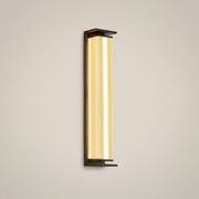 Stainless steel vertical ribbed waterproof LED outdoor wall sconce shown front view in flash silver black with powder coating finish