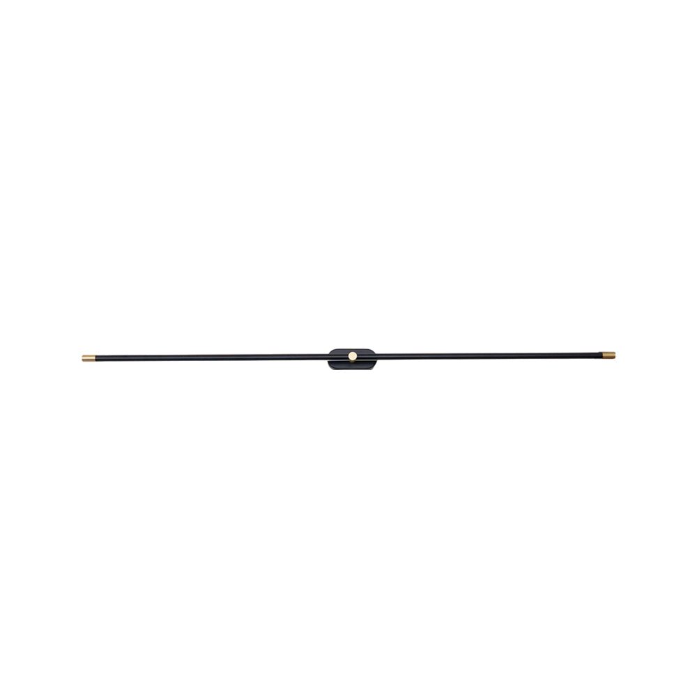 Vestra Minimalist Linear Rechargeable Wall Lamp in black metal with gold accents, displayed horizontally on a clean white background, highlighting its minimalist form.