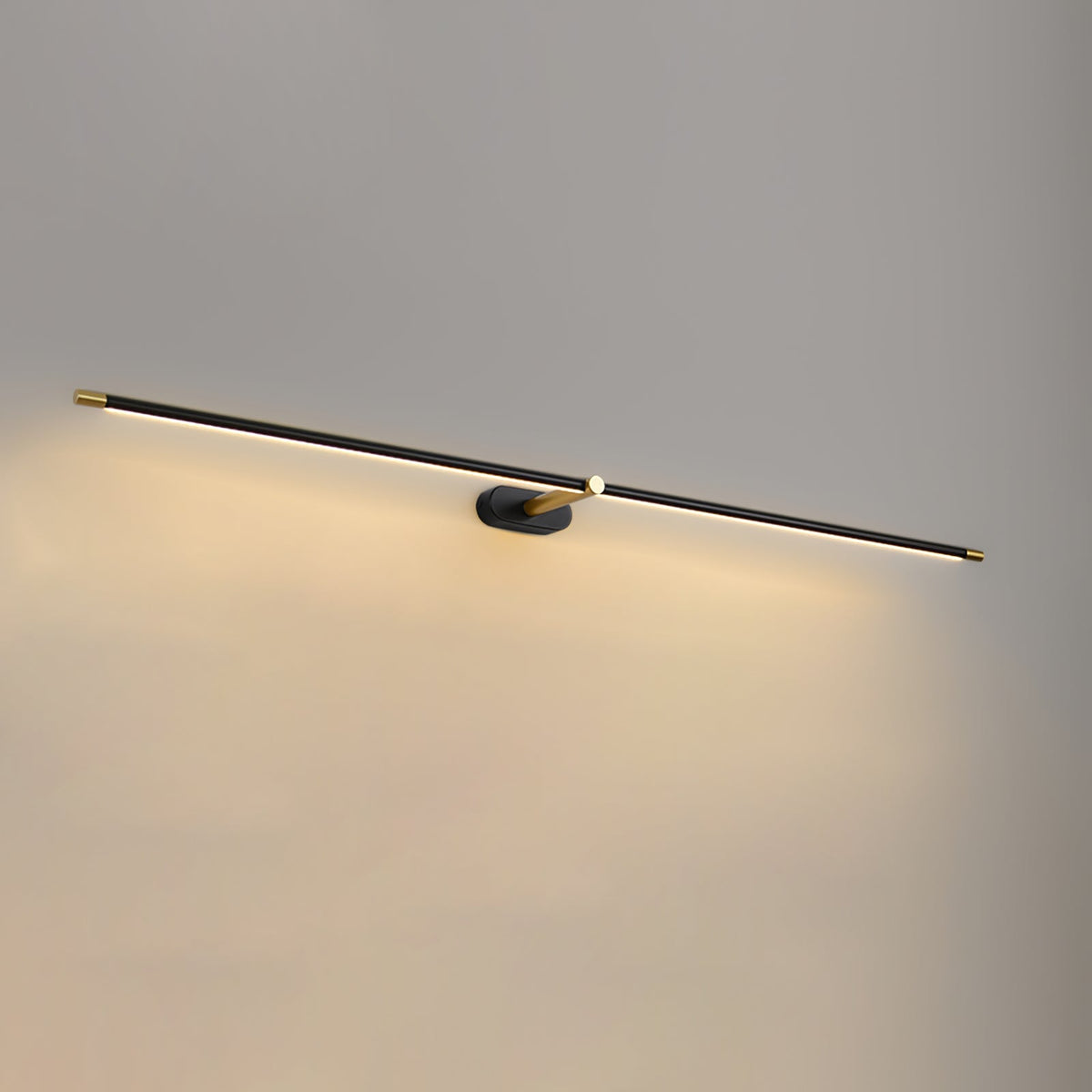 Vestra Minimalist Linear Rechargeable Wall Lamp Metal with LED Finish in black, unlit, mounted on a light gray wall.