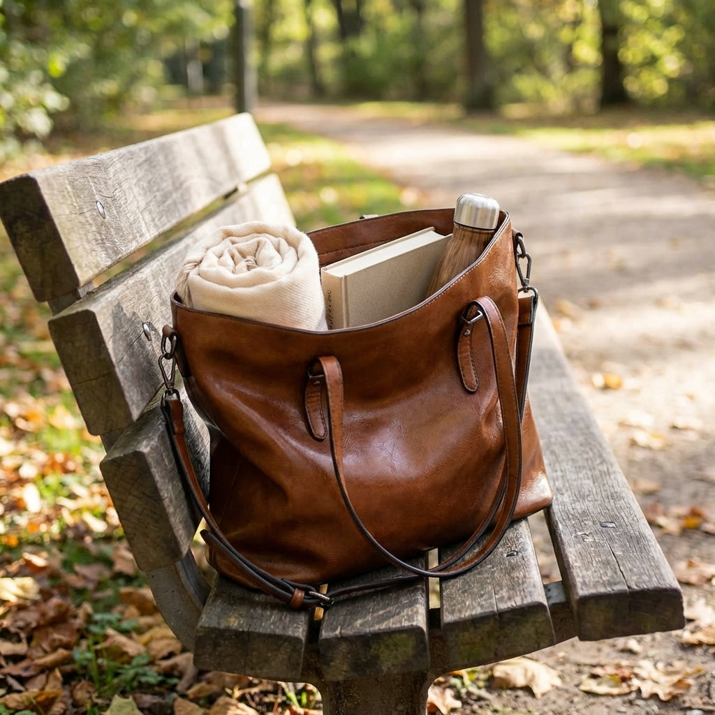 AI generated: Elysian Voyage | Shoulder Bag Genuine Leather with Elegant Hardware