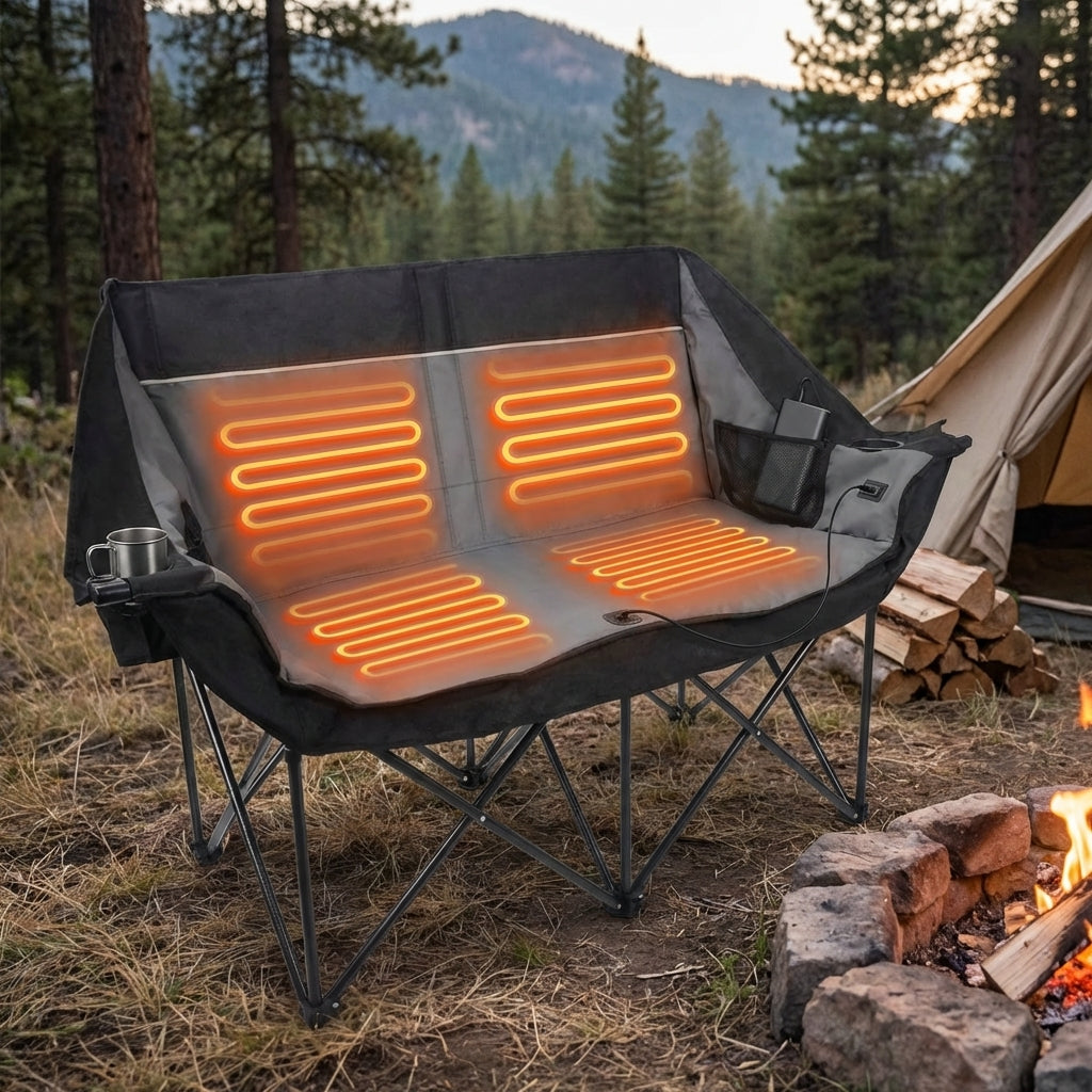 AI generated: Alpine Retreat | Heated Camping Chair with 3 Heat Levels and 4 Heating Zones
