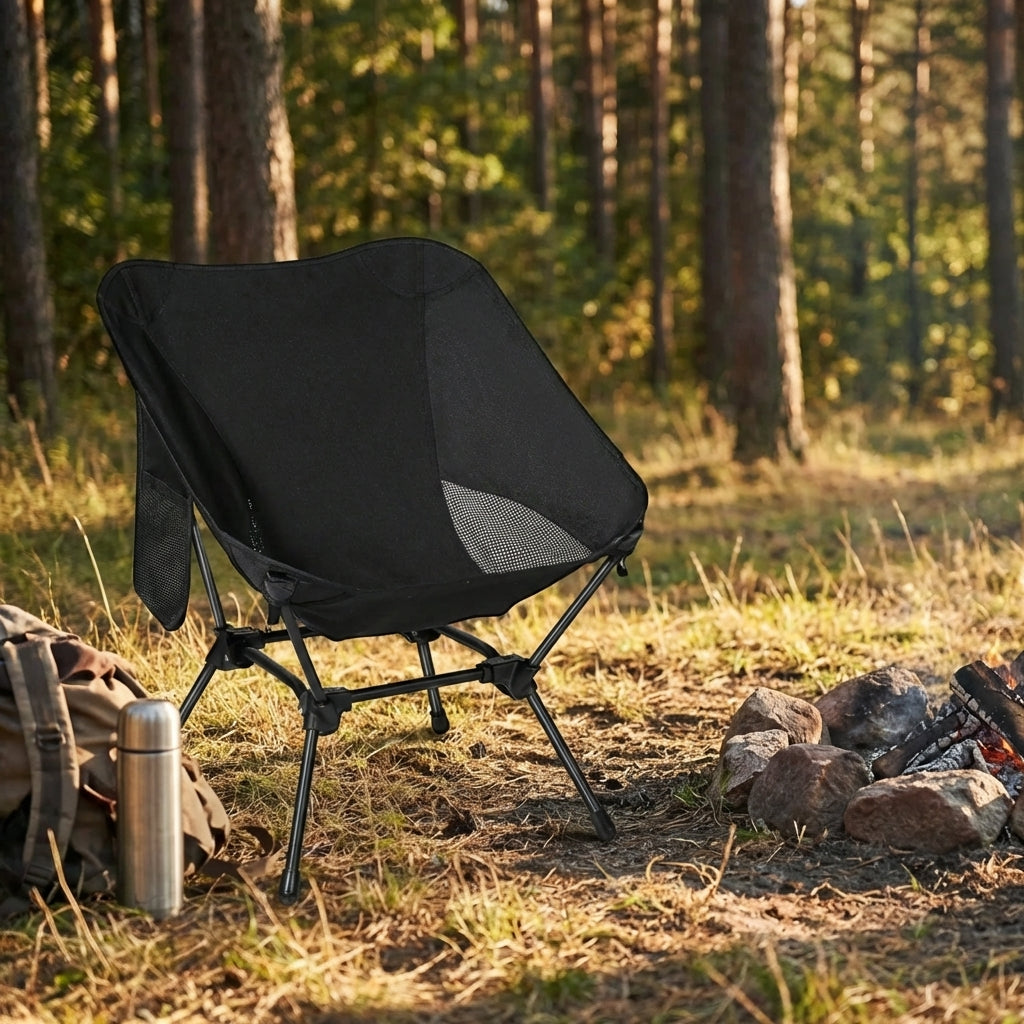AI generated: Luna Escape | Ultralight Camping Chair with Mesh Backrest