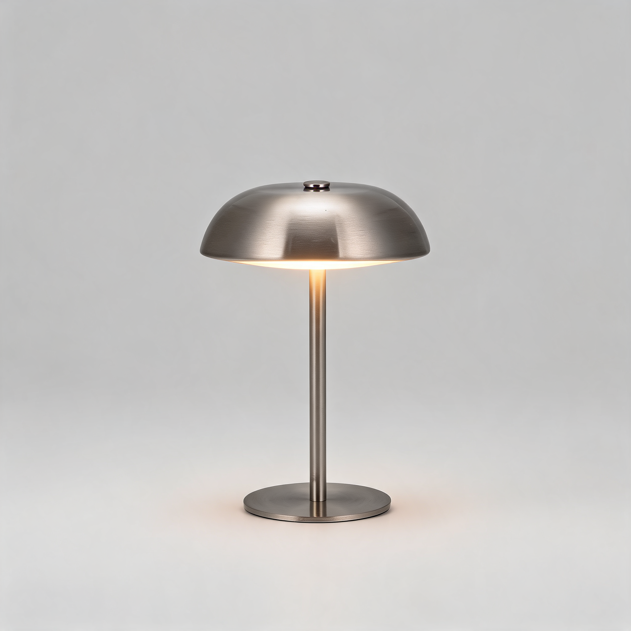 Brushed Metal Mushroom USB-C Rechargeable Touch-Control LED Bedside Lamp