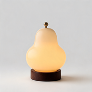 Cream Glass Pear-Shaped Three-Color Adjustable LED Bedside Lamp