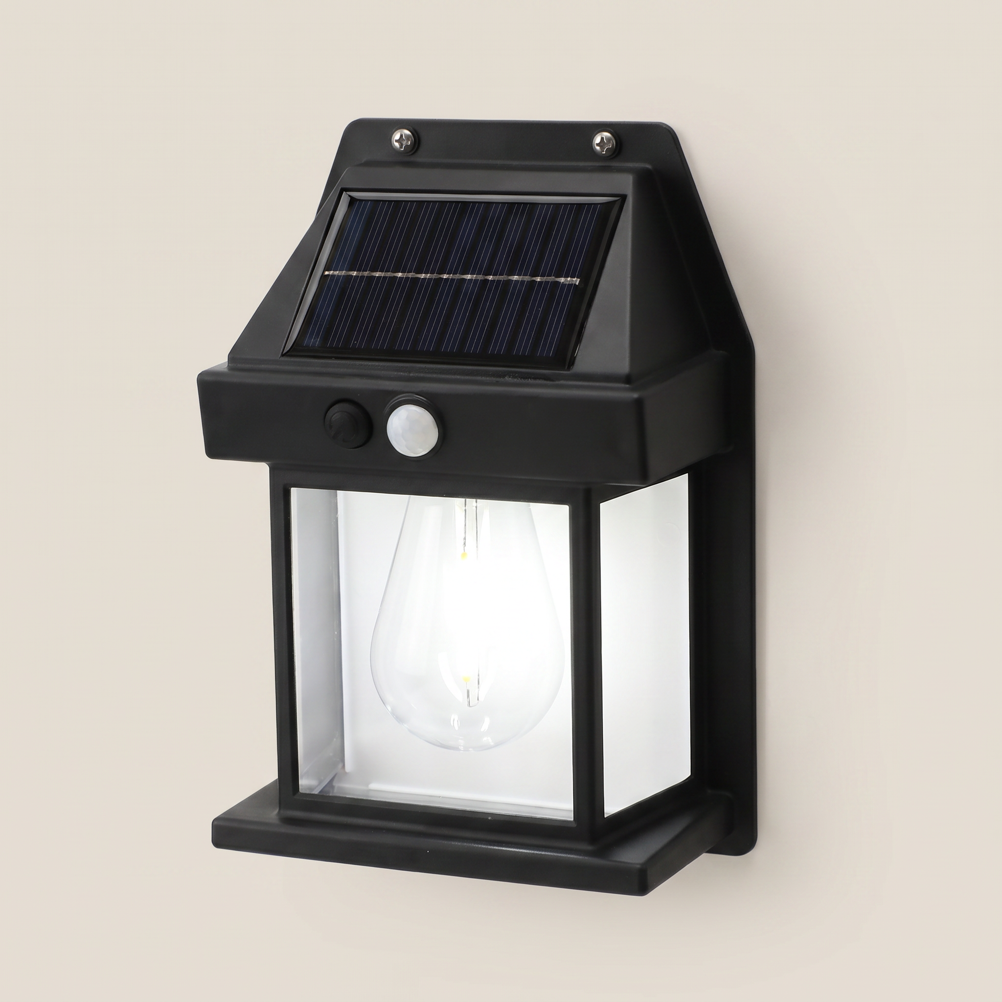 Black Retro Abstract Solar Motion Sensor IP65 Waterproof Outdoor Wall Sconce