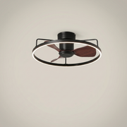Iron Walnut Flush Mount Silent Motor LED Ceiling Light Fan