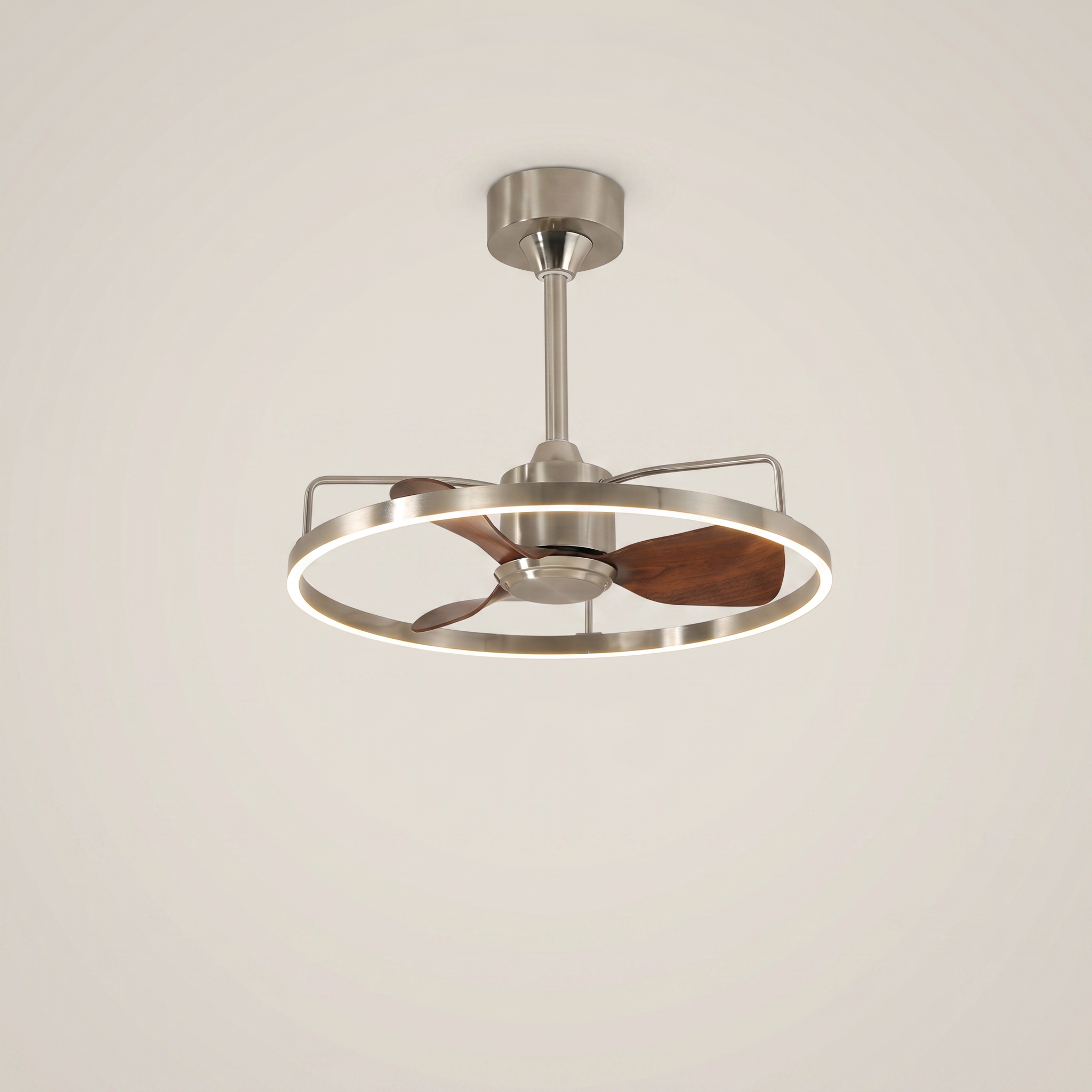 Iron Walnut Flush Mount Silent Motor LED Ceiling Light Fan