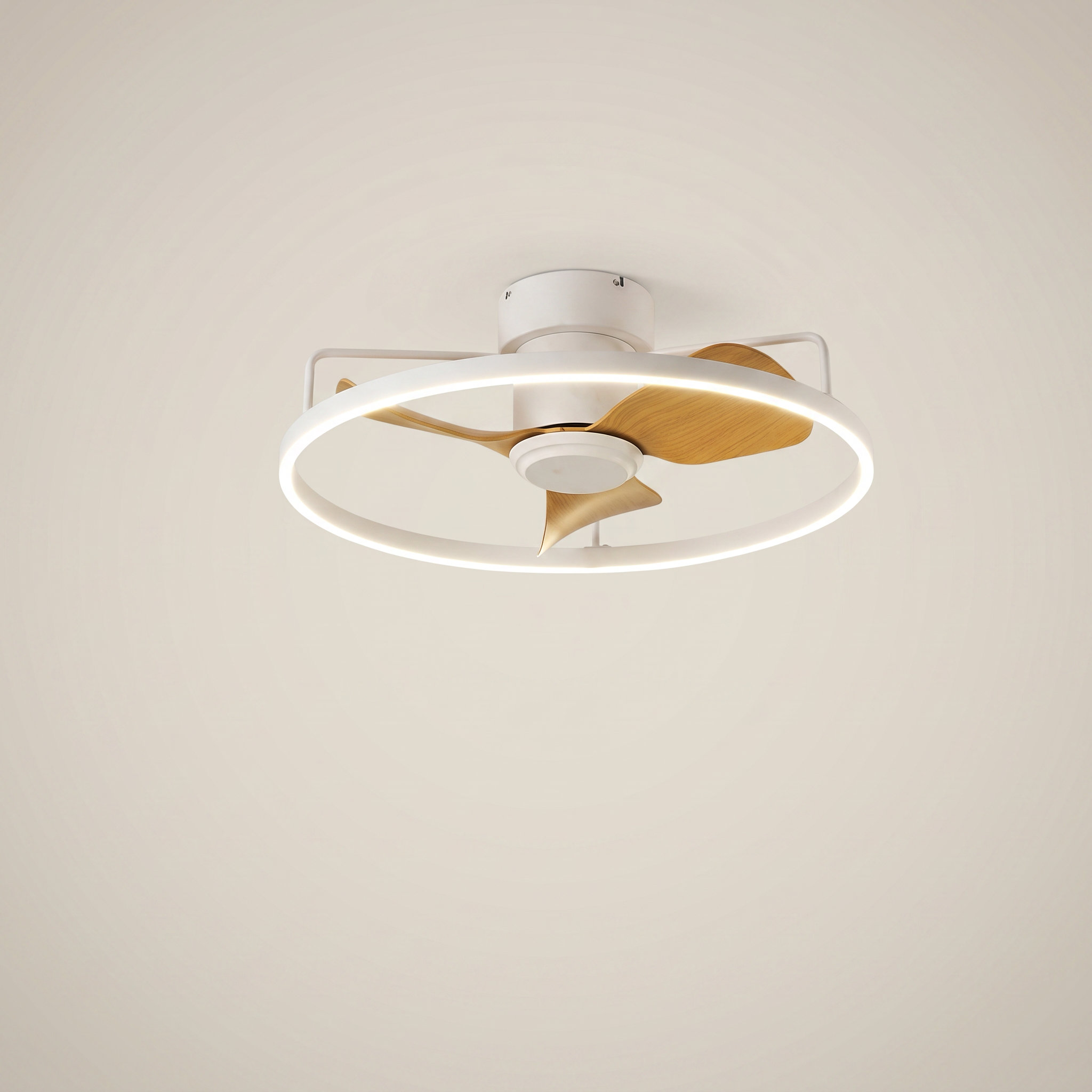 Iron Walnut Flush Mount Silent Motor LED Ceiling Light Fan