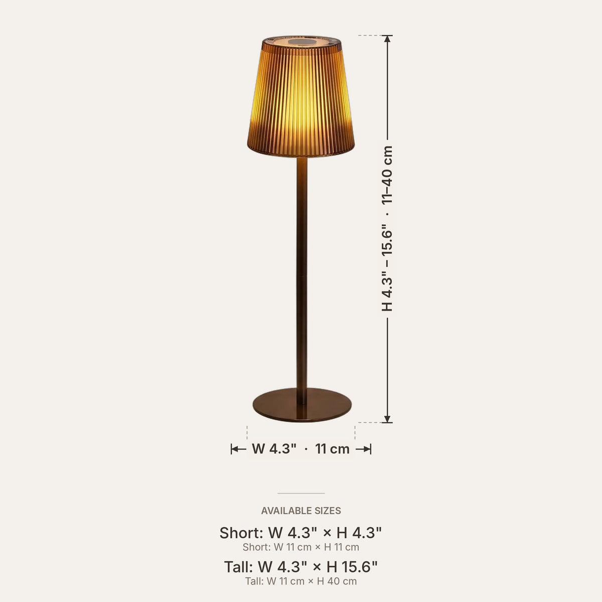 Light fixture dimensions in inches and cm