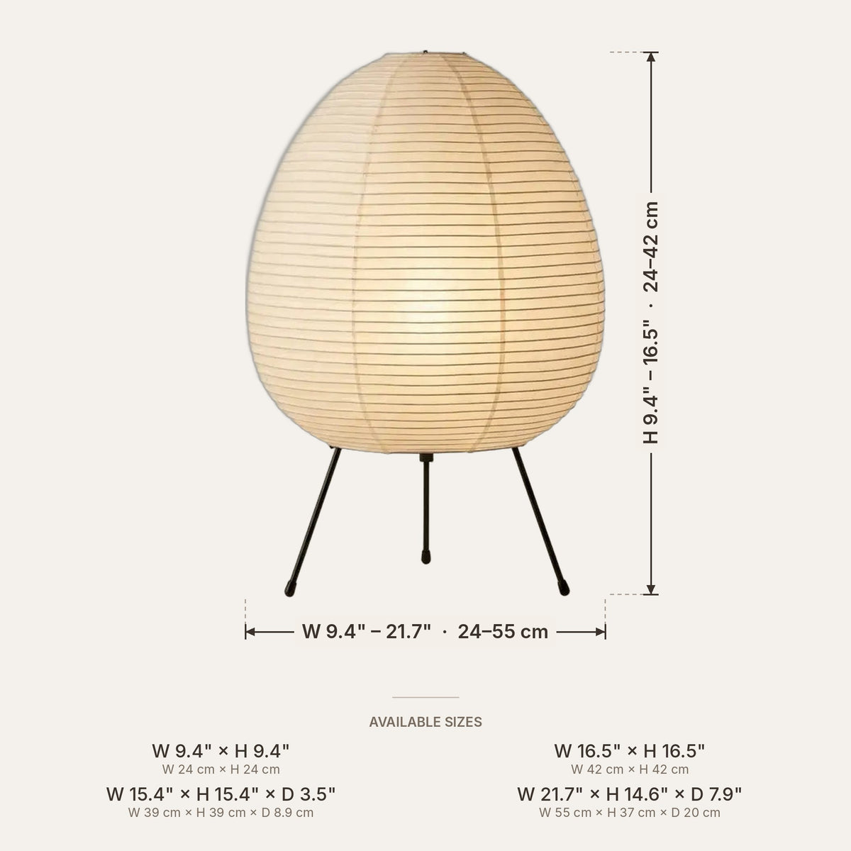 Light fixture dimensions in inches and cm