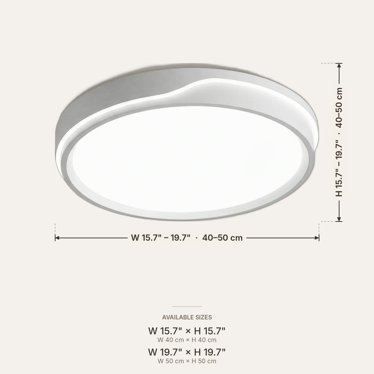 Light fixture dimensions in inches and cm