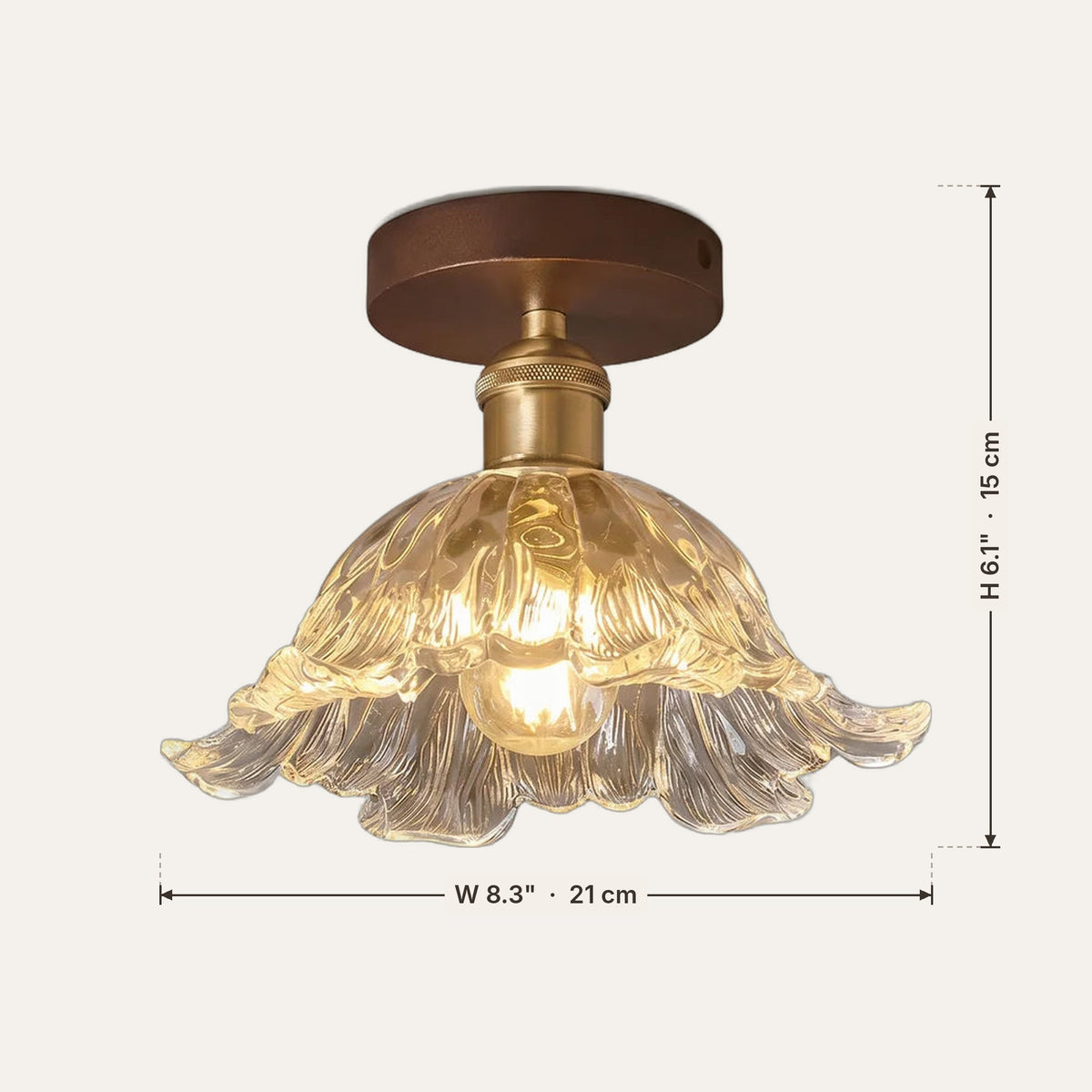 Light fixture dimensions in inches and cm